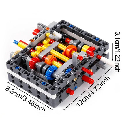 135PCS MOC Ultra-compact 8+N+R-Speed Sequential Model Building Blocks Gears Speed Transmission Gearbox Technical Bricks DIY Toys