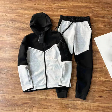 Men Knit Zip Hoodie Pants Set Sports - Windproof Cotton Casual / Ensemble Homme Hoodie Zip Pantalon - Coupe-Vent Coton
