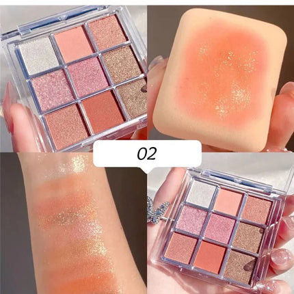 9 Colors Chocolate Eye Shadow Palette Pearly Matte Earth Color Eyeshadow Pallete Shiny Sequins Eye Pigments Lasting Makeup