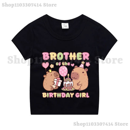 Capybara Kids Short Sleeve Tee Girl Cute Cotton T-shirt Summer Clothing Children Anime Cartoon Tops Fashion Casual Clothes Gifts