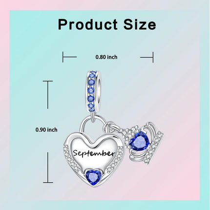 925 Sterling Silver January-December Birthday Stone Love Zircon Pendant Bead Fit Charms Necklace Bracelet Women Jewelry DIY Gift