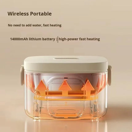 Portable USB Rechargeable Wireless Lunch Box Hot Selling Stainless Steel Plastic Housing Cordless Electric Food Outdoor