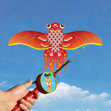 35cm Fishing Rod Kite Toys For Kids Vivid Butterfly Swallow Parrot Easy To Fly Goldfish Kites Garden Decor Ornament