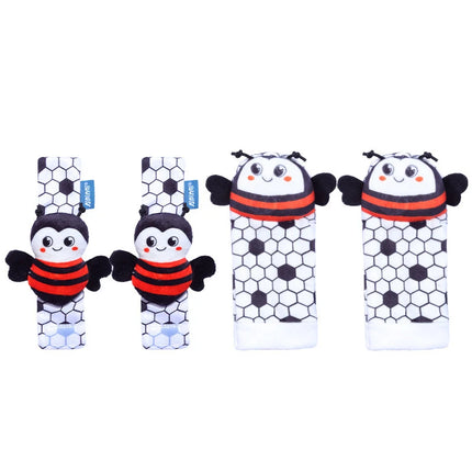 4PCS/SET Baby Rattle Socks Wrist Strap Rattles Set Cute Stuffed Animals Foot Finder Socks 0~12 Months For Infant Newborn Gift