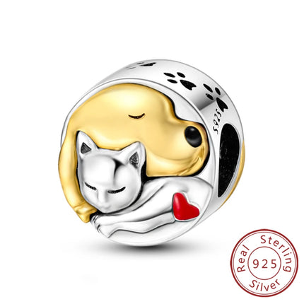 Original 925 Sterling Silver Charm Bead Balloon Poodle Cute Puppy Heart Charm Fit Bracelet Bangle Pendant Women DIY Jewelry Gift