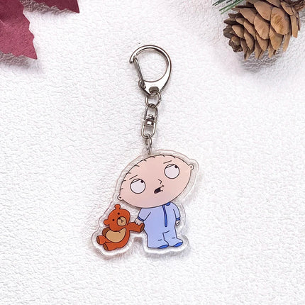 1/23Pcs Disney Family Guy Car Keychain Accessories Acrylic Cute Charms Pendant For Bag Funny Key Holder Backpack Decoration Gift
