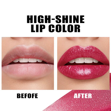10 Color Glitter Pearlescent Lipstick Waterproof Lasting Diamond Lipstick Shiny Lip Gloss Non-stick Cup Red Sexy Lip Tint Makeup