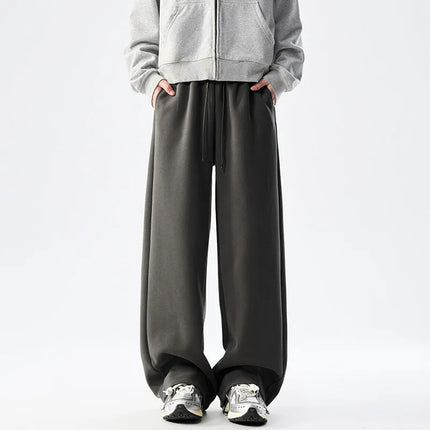 DUKEEN Men’s 400g Heavyweight Straight-Leg Sweatpants Cotton Blend Wide Fit Casual Sports Pants for Spring Autumn