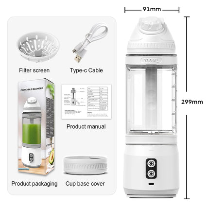 Portable Juicer Blender 700ML USB Rechargeable 6000mAh ice crusher Fresh juice Fruit Milkshake Smoothie for kitchen Outdoor
