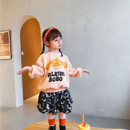 Children's Spring Autumn Hoodie Cartoon Print Unisex Sweatshirt European Style Top for Boys And Girls