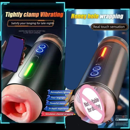 Realistic Oral Vagina Blowjob Heating Vibrating Sex Machine Deep Throat Automatic Masturbation Cup Toys For Men Male Masturbator