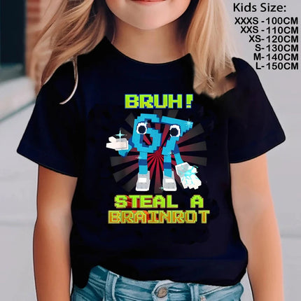 67 Six Seven for Childrens Steal A BrainRot Shirt Funny Gamer Meme for Boys T-Shirt Italian Brainrot Kids Gaming Y2k Saying Tees
