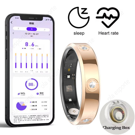 2026 New Fashion Diamond Smart Ring Heart Rate Sleep Monitor IP68 Waterproof Men Women Fitness Rings Pedometer For Android IOS