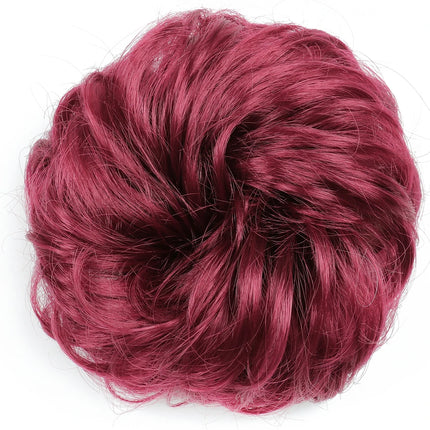 Azqueen Synthetic Messy Bun Chignon Donut Gary Brown Color Hair Bun Pad Elastic Hair Rope Rubber Band Hair Extensions