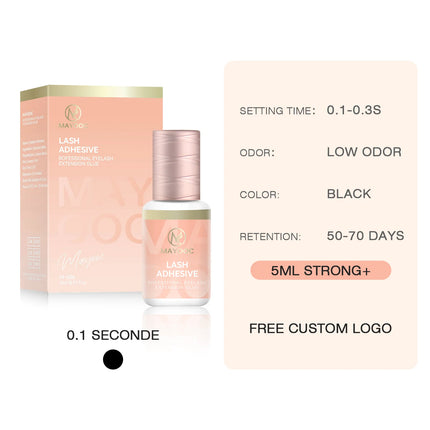 MAYOOC 0.3 Sec Eyelash Extension Glue Fast Dry Individual Lashes Glue Sensitive Eye Black Eyelash Glue Lash Free Custom Logo