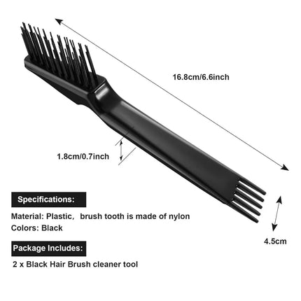 Hair Brush Cleaner Tool 2 Pack - 2-in-1 Dual Edge Removes Hair, Dust & Lint for Home & Salon