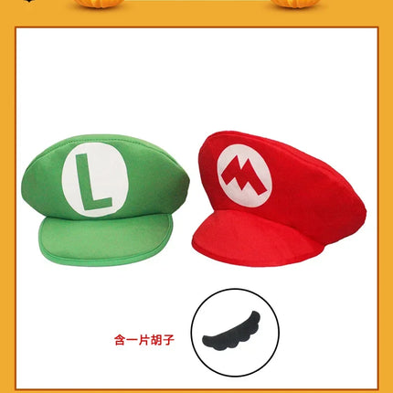 Super Mario Children Hat Peaked Cap Mario Bros Cosplay Prop Dress Up Supplies Hot Game Cute Caps Party Favors Kid Birthday Gift