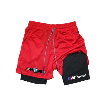 BMW's new men's 2-in-1 sports shorts, breathable and casual, quick-dry double-layer shorts, perfect for summer running and sport