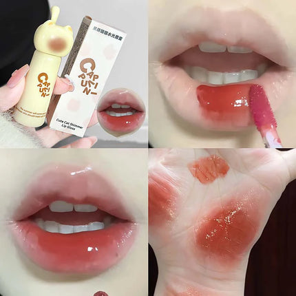 Cappuvini Cute Cat Lip Gloss Moisturizing Smooth And Long-lasting Lip Glaze 4 Shades Easy To Apply Lip Stain For Beginners