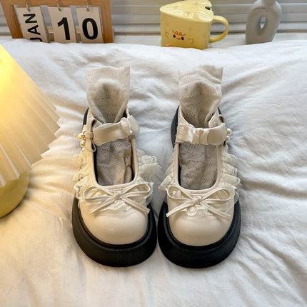 2026 Spring Autumn Height-Increasing Women's Mary Jane Shoes Concise Butterfly-knot Single Shoes Ladies' Elegant Dress Leather Pumps