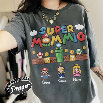 Super Mario Printed Pixel Style T-shirt Men and Women Summer Cotton Clothing Cartoon Round Neck Short Sleeved Tee Streetwear