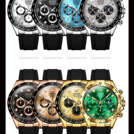 OLEVS 2875 Fashion Men's Watch Luxury Original Moon Phase Calendar Wristwatch Chronograph Luminous Waterproof Watch For Men