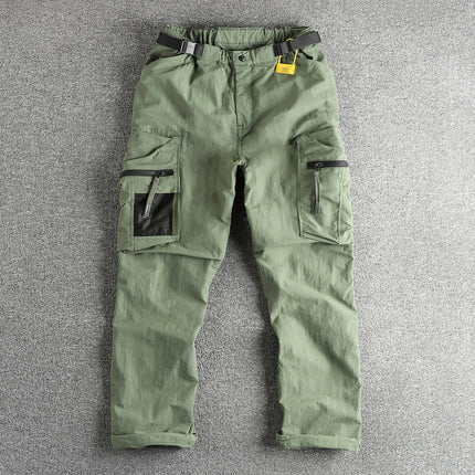 2025 New Japanese Loose Straight Outdoor Paratrooper Assault Pants Men's Functional Pocket Casual Trouser with Belt for Cityboy