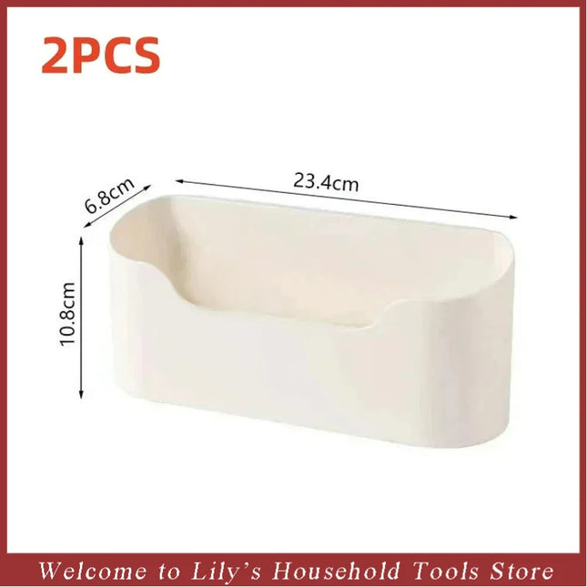 Kitchen Wall-mounted Adhesive Storage Rack Multifunctional Cabinet Door Storage Box Under Sink Drawer Shelf Bathroom Organizer