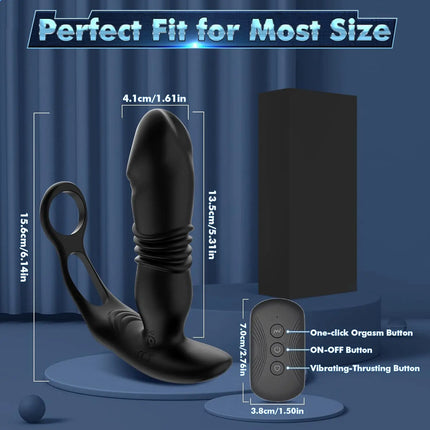 Multi-Mode APP Control Push Vibration Prostate Massager Vibrator Anal Plug Silicone Adult Male Sex Toy Wearing A Cockscomb Ring