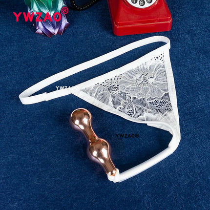 YWZAO Fisting Panties Adult Anal Invisible Thong Butt Plug Ass Erotic Lingerie For Ladies Toys Anus Dildo N11 White Combination