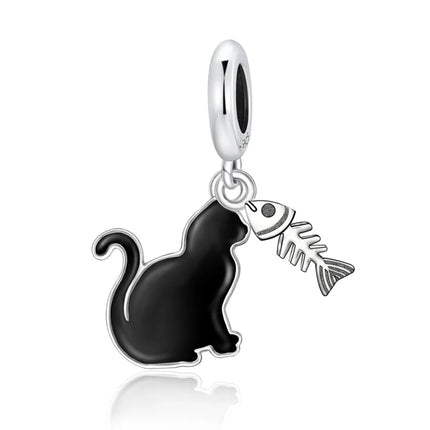 Hot Sale 925 Sterling Silver Cute Panda Beads & Penguin Dangle Charm Fit Snake Bracelet Boutique Necklace Black Pendant Gift