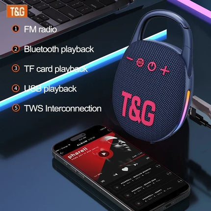 T&G Original TG447 outdoor sports Bluetooth speaker, card-inserting portable audio Wireless Bluetooth subwoofer CLIP4 sound