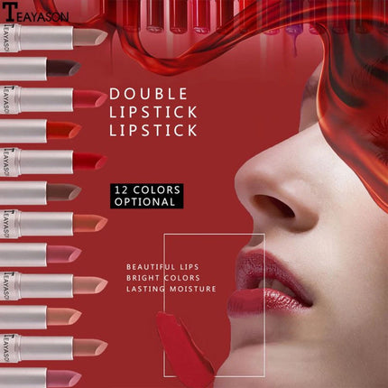 Double-Ended Velvet Matte Lipstick with Long-Lasting Effect, Brightening and Complexion-Enhancing Lipstick Pen for Autumn and Winter, Non-Transfer Matte, Valentine's Day Gift Lipstick