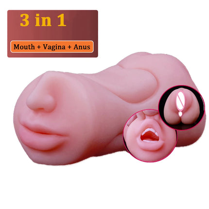 2 IN 1 Sex Toys Masturbation For Men Deep Throat Artificial Real Pussy Oral Male Masturbator Realistic Vagina Adult Pocket Pussy
