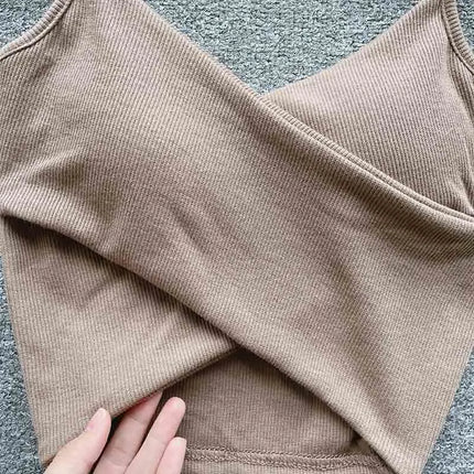 Summer Women's Ribbed Slimming Tank Top Built-in Bra Super Stretch Cross Back Bralette Sexy Layering Camisole Daily Topks