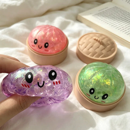 Glitter Colorful Simulated Dumpling Squishy Relaxing Relieve Anxiety Antistress Enhance Happiness Rebound Squeeze Reliever Toy