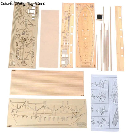 Assembling Building Kits Ship Model Wooden Sailboat Toys Sailing Model Assembled 1:100  Wooden Kit DIY