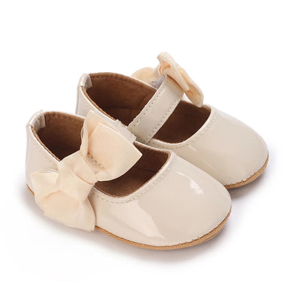Spring and Autumn Red Comfortable Bow Detail Women's Baby Shoes for Newborns and Girls