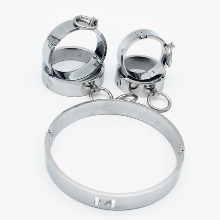 Manyjoy Metal Steel Bondage Cuffs Collar Handcuff Ankle Wrist Cuff Shackl Slave Sex  Restraint Necklace Sex Toys for Couple 18+