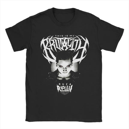 Rhea Ripley B4B Edition T Shirt Men's Cotton Clothes Harajuku  Round Neck Short Sleeve