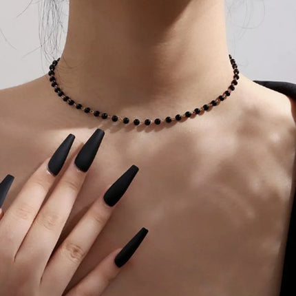 Sweet Cool Gun Black Fantasy Dragonfly Necklace for Women Gothic Black Tassels Choker Niche High-End Clavicle Chain Jewelry