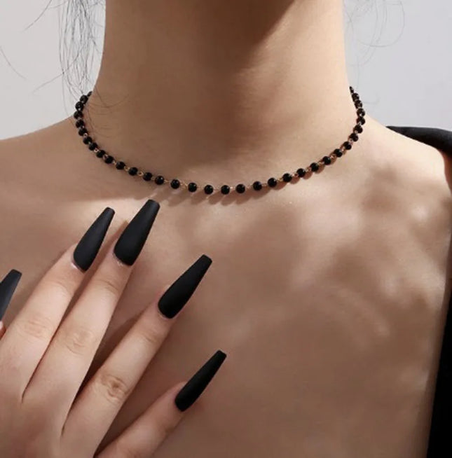 Sweet Cool Gun Black Fantasy Dragonfly Necklace for Women Gothic Black Tassels Choker Niche High-End Clavicle Chain Jewelry