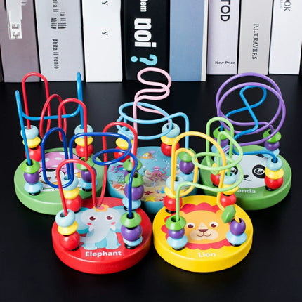 Montessori Wooden Toys Wooden Circles Bead Wire Maze Roller Coaster Toys Kid Educational Toys Wood Puzzles Maze For Children