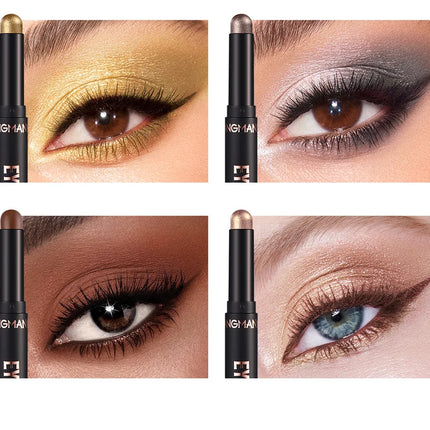 Smoky Dark Blue Eyeshadow Pencil Stick Waterproof Pearlescent 16 Colors Metallic Glitter Eye Shadow Highlighter Pen Makeup Tool