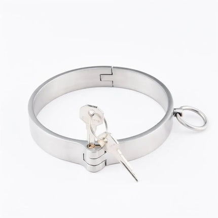 Metal Lockable Neck Cuff O-Ring Collar Choker Posture Bondage Choker Restraint BDSM Sex Toys for Women Adult Roleplay