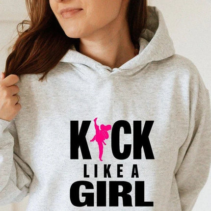 Kick Like a Girl Hoodie, Karate Hoodie, Karate Girl Hoodie, Taekwondo Hoodie, Womens Power Hoodie, Fight Sport Hoodie Sweatshirt