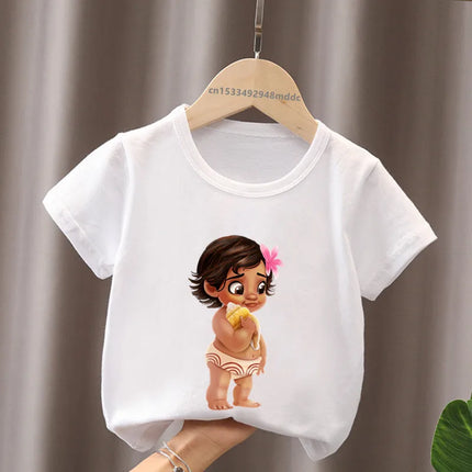 Hot Sale Moana Ocean Romance Princess Print Cute Kids T-Shirts Girls Clothes Baby Boys Short Sleeve T shirt Summer Children Tops
