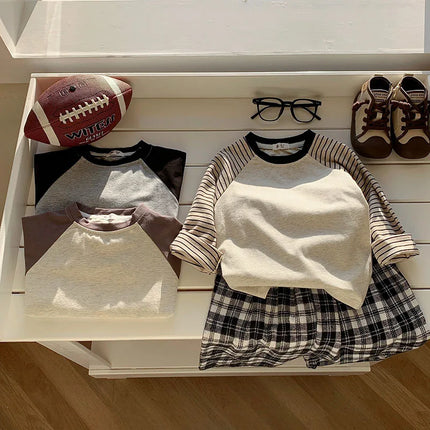 Kids' Striped Long-Sleeve T-Shirt Toddler Girl Loose Bottoming Shirt Boy Baby Casual Tops Fashion Children's Cotton Tees