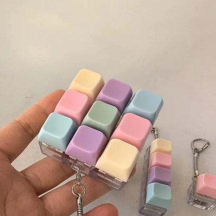 Decompression 9 Keyboard Key Toy Anti Stress Relief Finger Keychain ﻿Game Button Pinch Tester Office Desk Accessory