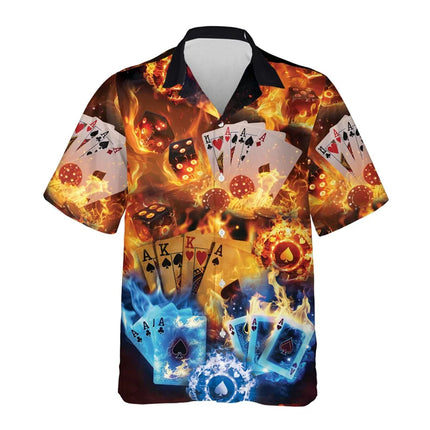 Summer Poker Casino Hawaiian Shirt Men Fashion 3d Printed Playing Card Button Down Shirt Women Lapel Short Sleeve Aloha Blouse
